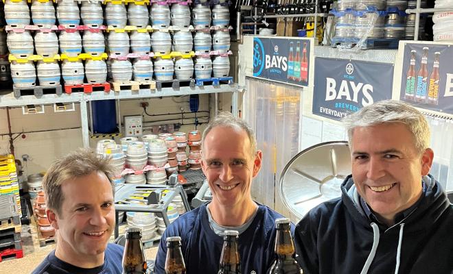 Bays Brewery_directors with charity brews 2024