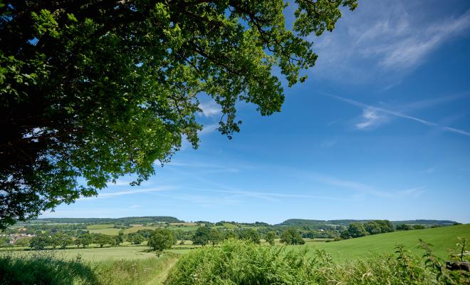 Devon rolling green hills